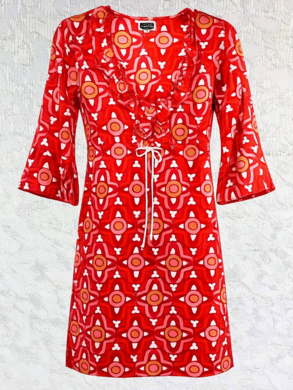 Mud Pie Anna Bell Tunic Dress or Swim Cover-Up Cotton Moroccan Medallion Size S